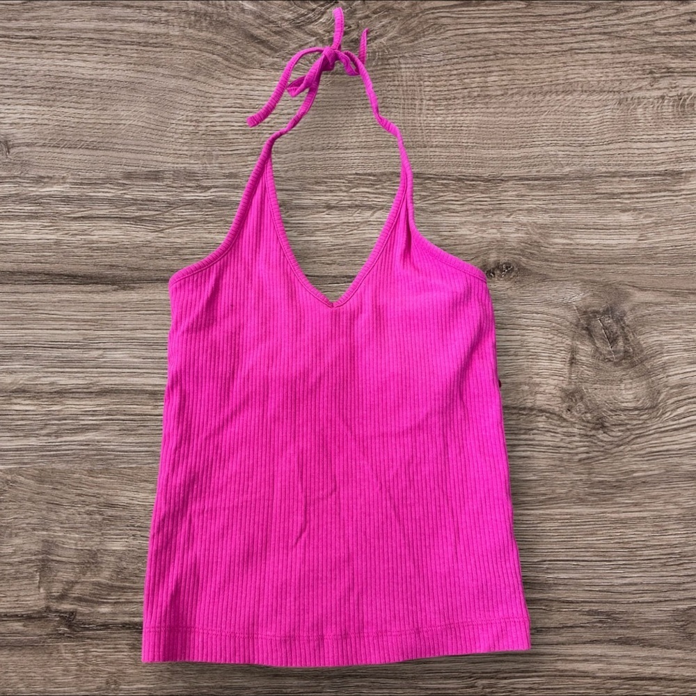 Old Navy Bright Pink Ribbed Halter Top size small